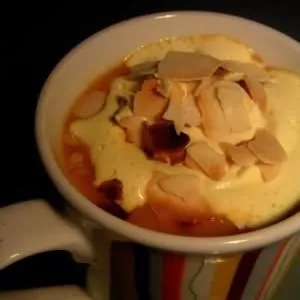 rapide à cuisiner Cappucino de curcuma sur velouté de tomate anisé recette végétarienne