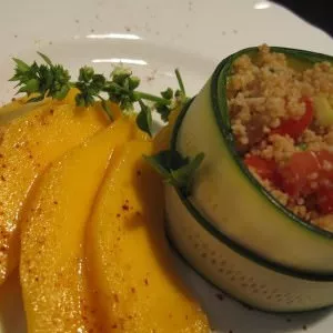 facile à cuisiner Timbale fraicheur de courgettes et son taboulé... cuisine végétarienne