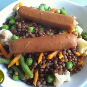 rapide Saucisses-lentilles aux légumes préparer la recette