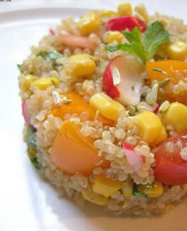 Quinoa en camaieu de jaune,orange,rose et rouge