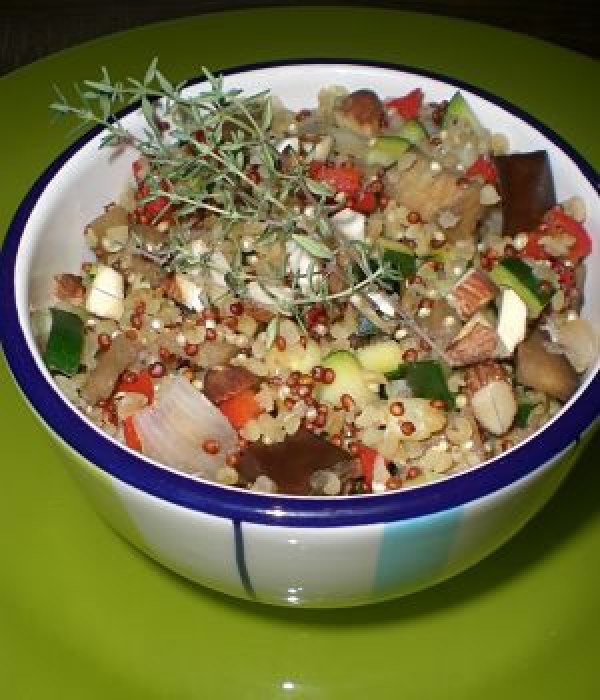 Quinoa rouge et légumes à la parmesane
