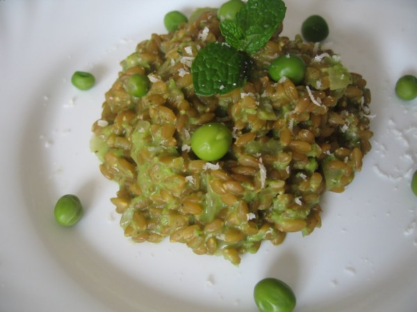 Risotto de petit épeautre au petit pois à la menthe